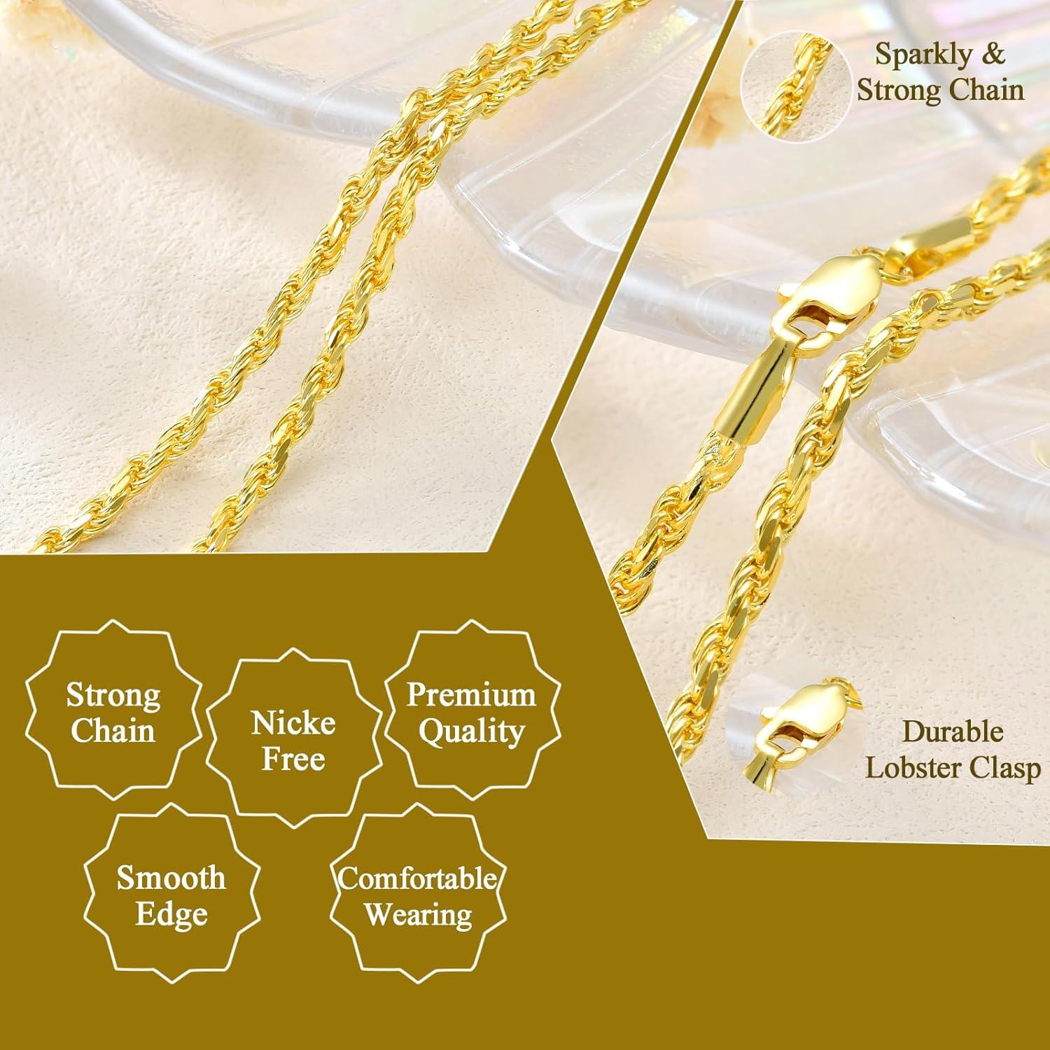 Sterling Silver Wheat Chain Necklace 3mm w Lobster Claw 16 24 for Women Men-0-4