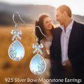 wholesale 925 Sterling Silver White Gold Plated Bow Moonstone Drop Earrings-0-1
