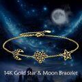 wholesale Gold 14K Moon Heart Star Charm Bracelet Black Crystal Birthday Gifts for Her-0-2