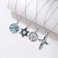wholesale 925 Sterling Silver Abalone Shell Heart Cross Tree of Life Star of David Compass Pendant Necklace-0-2