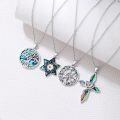 wholesale 925 Sterling Silver Abalone Shell Heart Cross Tree of Life Star of David Compass Pendant Necklace-0-2