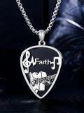 wholesale 925 Sterling Silver Guitar Pick Holder Necklace - Musical Note Design Black Enamel Finish Perfect Xmas Gift for Him or Her-0-3