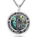 wholesale 925 Sterling Silver Saint Peregrine Pendant with Abalone Shell Inlay and Cross Design - Religious  for Men & Women-0-0