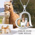 wholesale 925 Sterling Silver Llama Heart Necklace - Alpaca Jewelry Cute Llama Gifts for Women-0-5