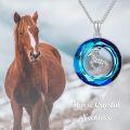 TOUPOP Sterling Silver Blue Crystal Horse Pendant Necklace-0-1