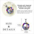 wholesale 925 Sterling Silver Rainbow Crystal Mermaid and Wolf Pendant Necklace for Women-0-2