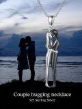 wholesale 925 Sterling Silver Kissing Couple Pendant Necklace-0-5