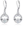 wholesale 925 Sterling Silver Teardrop Cubic Zirconia Drop Earrings with Leverbacks for Women-0-1