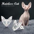 wholesale 925 Sterling Silver Sphynx Cat Stud Earrings with Gemstone Accents-0-3