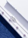 wholesale 925 Sterling Silver Purple Heart Crystal Infinity Bracelet For Women And Girls-0-1