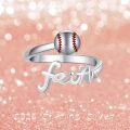 wholesale 925 Sterling Silver Faith Ball Adjustable Open Ring Sport Jewelry Gift-0-5