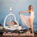 wholesale 925 Sterling Silver Ballet Dancer Pendant with Pink Roses and Cubic Zirconia Chain Necklace-0-3