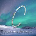 wholesale 925 Sterling Silver & Abalone Shell Adjustable Cuff Bangle Bracelet with Opal Gemstones-0-1