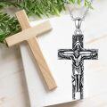 wholesale 925 Sterling Silver Crucifix Pendant with Jesus on the Cross Necklace for Men-0-3