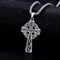 wholesale 925 Sterling Silver &  Irish Cross with Celtic Knot and Shamrock Design Pendant on 24 Chain-0-2