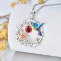 wholesale 925 Sterling Silver Synthetic Birthstone Hummingbird Necklace for Women-0-26