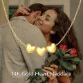 wholesale 14K Gold 3 Hearts Dainty Necklace with Solid Gold Pendants - Elegant s for Women-0-4
