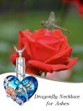 TOUPOP Sterling Silver Rose Quartz Heart Dragonfly Ash Holder Necklace-0-1