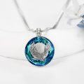 wholesale 925 Sterling Silver Blue Crystal Round Hawk Pendant Necklace Gift Jewelry for Men & Women-0-1