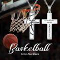 wholesale 925 Sterling Silver Basketball Cross Pendant Sports Fan Necklace-0-5