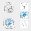 wholesale 925 Sterling Silver Blue Opal Sea Turtle Shell Wave Starfish Pendant Necklace Ocean Animals s for Women Girls-0-5