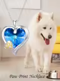 TOUPOP 925 Silver Sapphire Paw Necklace For Women-0-2