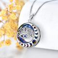 wholesale 925 Sterling Silver Evil Eye Star of David Pendant with Rainbow Crystal and Moon Phase Design Chain Necklace for Women Girls  45cm Length-0-4