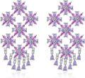 wholesale 925 Sterling Silver Purple Flower Earrings with High Transparency Gemstone – Vintage Elegant Floral Studs for Women-0-0