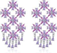 wholesale 925 Sterling Silver Purple Flower Earrings with High Transparency Gemstone – Vintage Elegant Floral Studs for Women-Floral Cluster-Purple