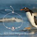 wholesale 925 Sterling Silver Penguin Charm Adjustable Bracelet for Women Girls - Cute-0-5