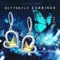 wholesale 925 Sterling Silver Citrine & Blue Crystal Butterfly Love Heart Earrings for Women-0-3