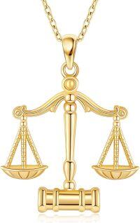 wholesale Gold 925 Sterling Silver Justice Scales & Gavel Pendant Necklace for Lawyers Judges Gifts-Gold