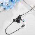 wholesale 925 Sterling Silver Black Butterfly Heart Charm Anklet - Mothers Day Gift for Her-0-2