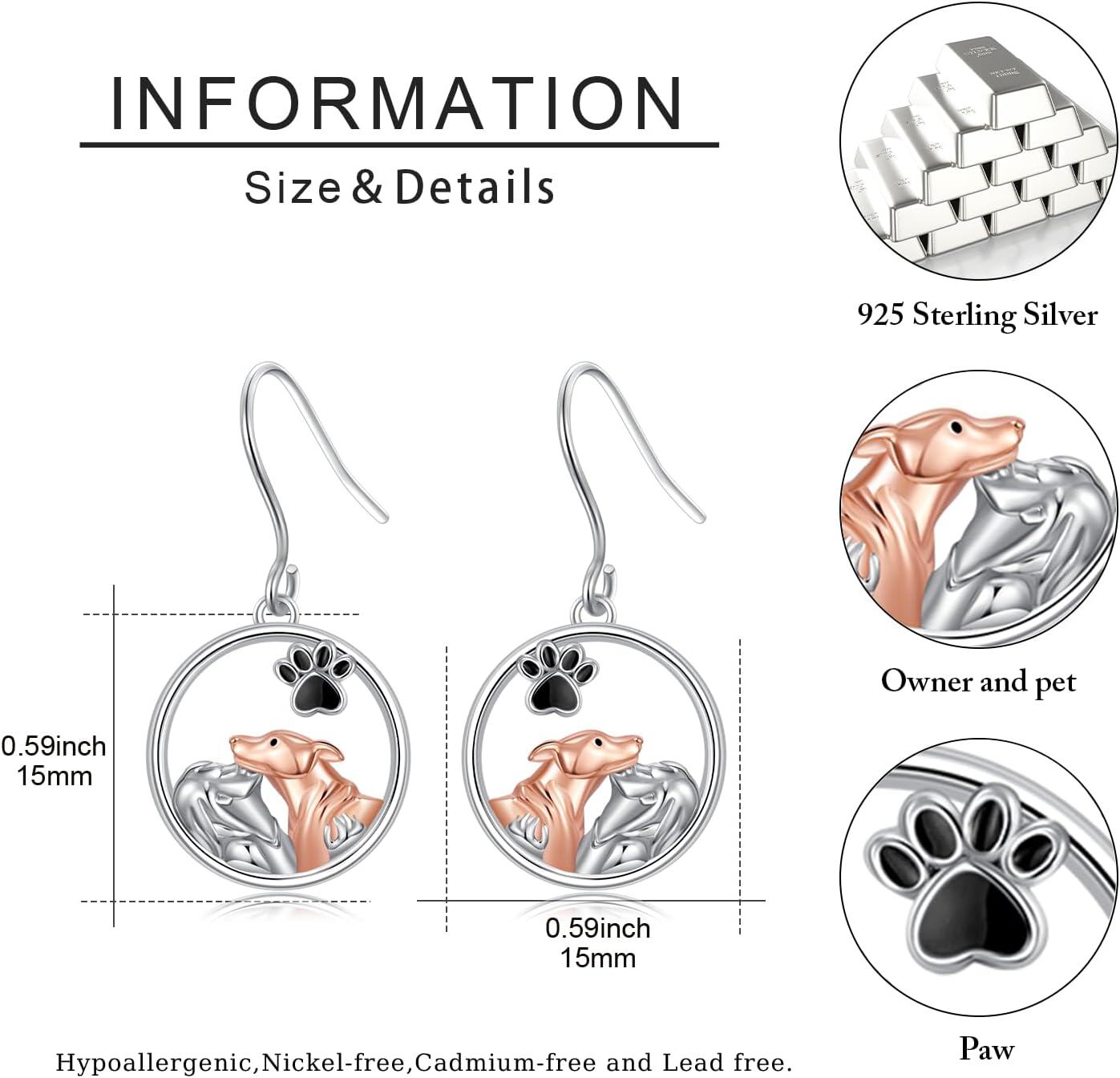 wholesale 925 Sterling Silver Dog Earrings Cute Animal s for Women-0-3