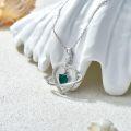 wholesale 925 Sterling Silver Lab-Grown Emerald Heart Pendant Necklace for Women-0-4