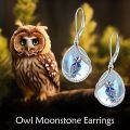 wholesale 925 Sterling Silver Blue Moonstone Owl Dangle Drop Earrings for Women-0-2
