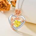wholesale  Sterling Silver Rose Quartz Heart Pendant Necklace for Women -0-25
