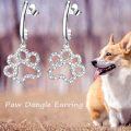 wholesale 925 Sterling Silver Dog Paw Print Cubic Zirconia Huggie Hoop Earrings for Women and Girls-0-4
