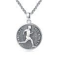 wholesale Silver Plated Copper Protect This Athlete Runner Medal Pendant Necklace-0-0