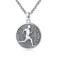 wholesale 925 Sterling Silver Protect This Athlete Running Pendant Necklace-H-Running Necklace