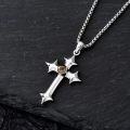 wholesale 925 Sterling Silver Black Onyx Starburst Cross Projection Necklace for Women & Men Personalized Photo Pendant Elegant s -0-2
