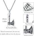 wholesale 925 Sterling Silver Viking Wolf Head Thor's Hammer Mjolnir Amulet Pendant Necklace  Norse Runes Jewelry for Men Women Gift 47cm Chain Length-0-4