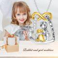 wholesale 925 Sterling Silver 925 Infinity Heart Girl & Gold Bunny Pendant Necklace-0-3