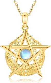 wholesale 14K Gold Star Moonstone Pendant Necklace for Women - Holiday s-Pentagram