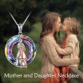 wholesale 925 Sterling Silver Mother And Daughter Hug Crystal Pendant Necklace For Women-0-5