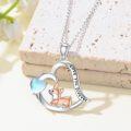 wholesale 925 Sterling Silver Moonstone Corgi Heart Pendant Necklace for Women-0-1