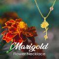 wholesale  18K Gold-Plated & 925 Sterling Silver December Birth Flower Necklace with Narcissus/Holly/Daisy Pendant - Adjustable Chain-0-4