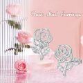 wholesale 925 Sterling Silver Rose Flower Stud Earrings with Cubic Zirconia and Rhodium Plating-0-5