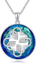 wholesale TOUPOP Christmas Gifts For Women Celtic Knot Necklace Sterling Silver Luck Knot Pendant Necklace With Blue Circle Crystal Christmas Birthday Jewelry Gifts For Women -0-0