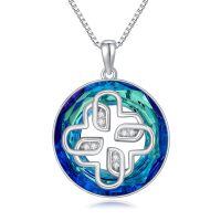 TOUPOP Sterling Silver Blue Crystal Celtic Knot Necklace Christmas Birthday Gifts For Women-undefined